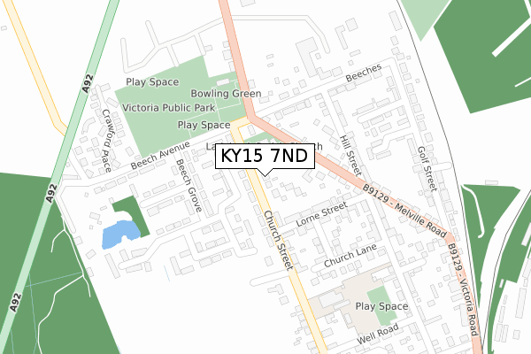 KY15 7ND map - large scale - OS Open Zoomstack (Ordnance Survey)