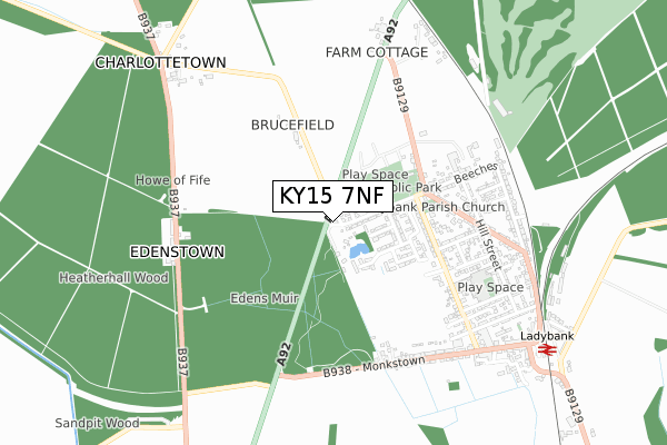 KY15 7NF map - small scale - OS Open Zoomstack (Ordnance Survey)