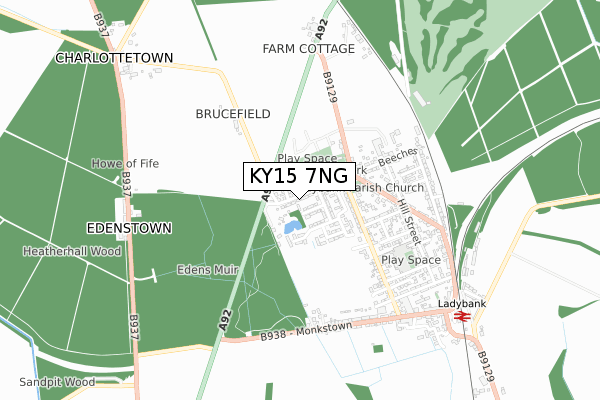 KY15 7NG map - small scale - OS Open Zoomstack (Ordnance Survey)