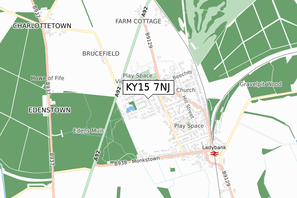 KY15 7NJ map - small scale - OS Open Zoomstack (Ordnance Survey)