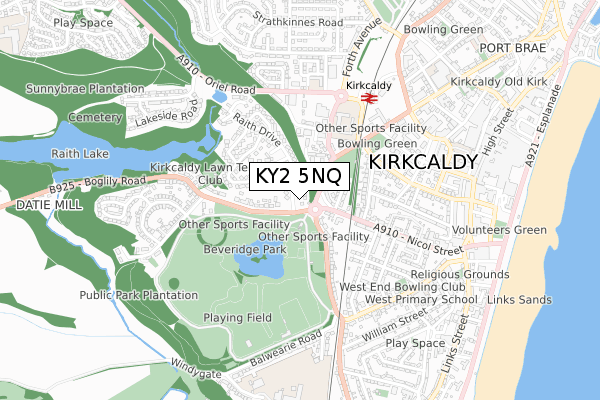 KY2 5NQ map - small scale - OS Open Zoomstack (Ordnance Survey)