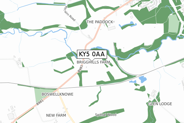 KY5 0AA map - small scale - OS Open Zoomstack (Ordnance Survey)