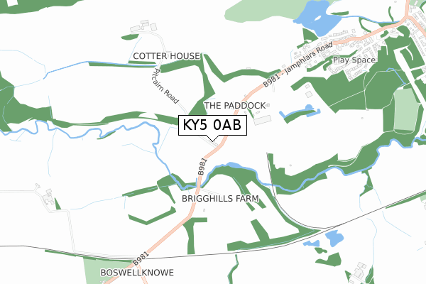 KY5 0AB map - small scale - OS Open Zoomstack (Ordnance Survey)