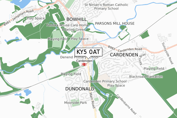 KY5 0AT map - small scale - OS Open Zoomstack (Ordnance Survey)