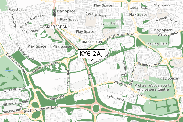 KY6 2AJ map - small scale - OS Open Zoomstack (Ordnance Survey)