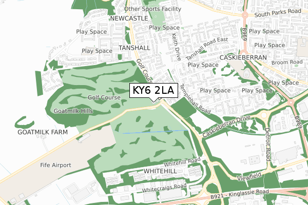 KY6 2LA map - small scale - OS Open Zoomstack (Ordnance Survey)