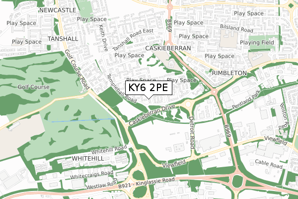 KY6 2PE map - small scale - OS Open Zoomstack (Ordnance Survey)