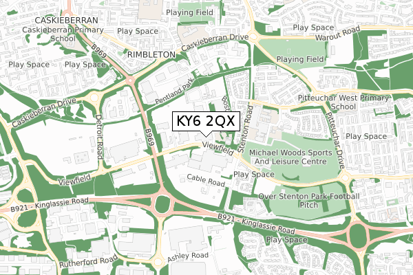 KY6 2QX map - small scale - OS Open Zoomstack (Ordnance Survey)