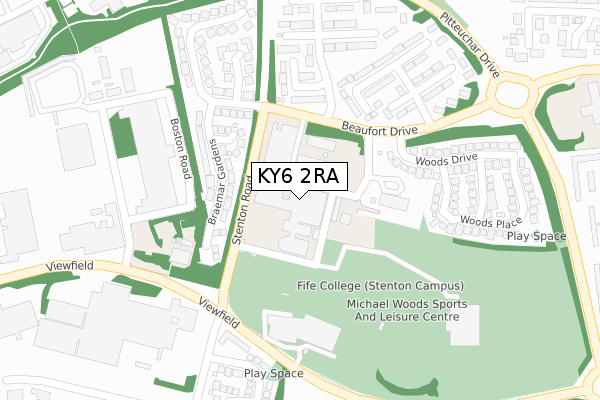 KY6 2RA map - large scale - OS Open Zoomstack (Ordnance Survey)