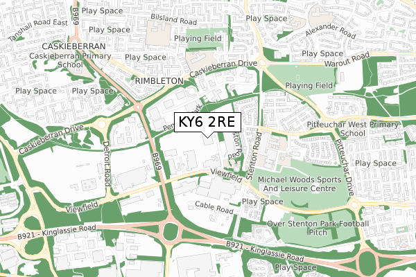 KY6 2RE map - small scale - OS Open Zoomstack (Ordnance Survey)