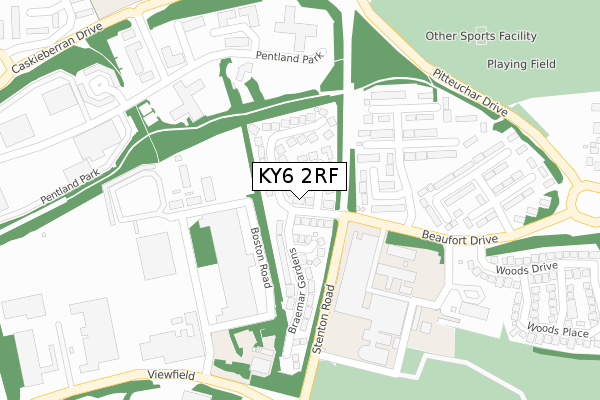 KY6 2RF map - large scale - OS Open Zoomstack (Ordnance Survey)