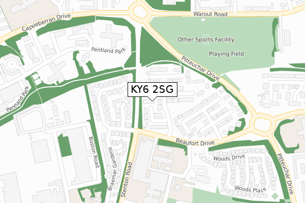 KY6 2SG map - large scale - OS Open Zoomstack (Ordnance Survey)