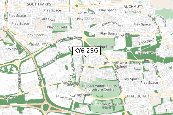 KY6 2SG map - small scale - OS Open Zoomstack (Ordnance Survey)