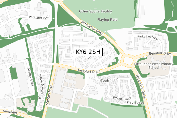 KY6 2SH map - large scale - OS Open Zoomstack (Ordnance Survey)