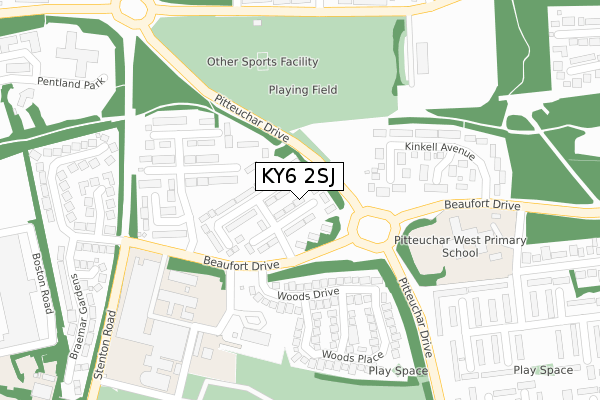 KY6 2SJ map - large scale - OS Open Zoomstack (Ordnance Survey)