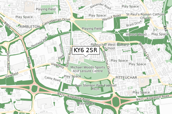 KY6 2SR map - small scale - OS Open Zoomstack (Ordnance Survey)