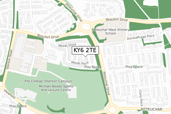 KY6 2TE map - large scale - OS Open Zoomstack (Ordnance Survey)