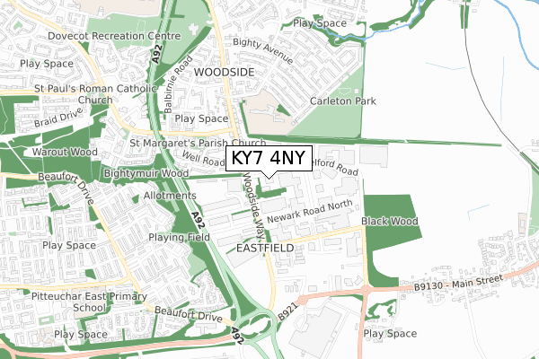 KY7 4NY map - small scale - OS Open Zoomstack (Ordnance Survey)