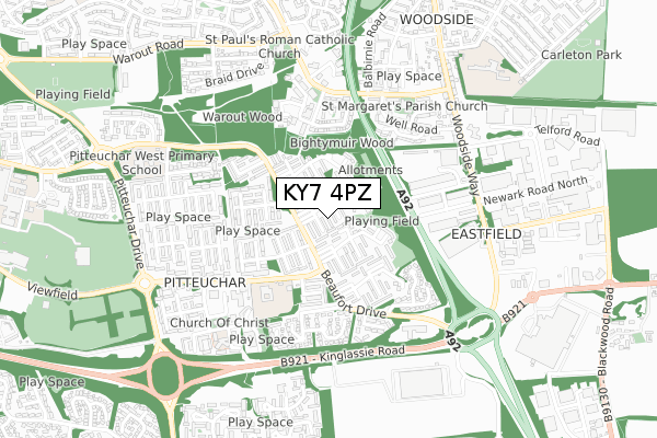 KY7 4PZ map - small scale - OS Open Zoomstack (Ordnance Survey)