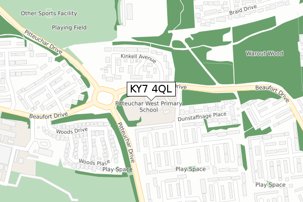 KY7 4QL map - large scale - OS Open Zoomstack (Ordnance Survey)