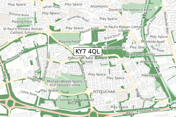 KY7 4QL map - small scale - OS Open Zoomstack (Ordnance Survey)