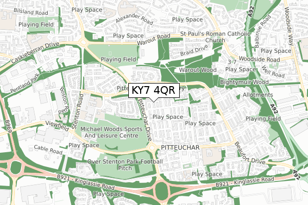 KY7 4QR map - small scale - OS Open Zoomstack (Ordnance Survey)