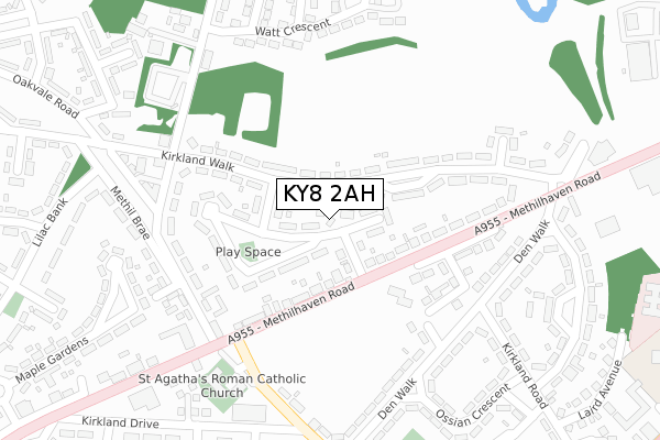 KY8 2AH map - large scale - OS Open Zoomstack (Ordnance Survey)