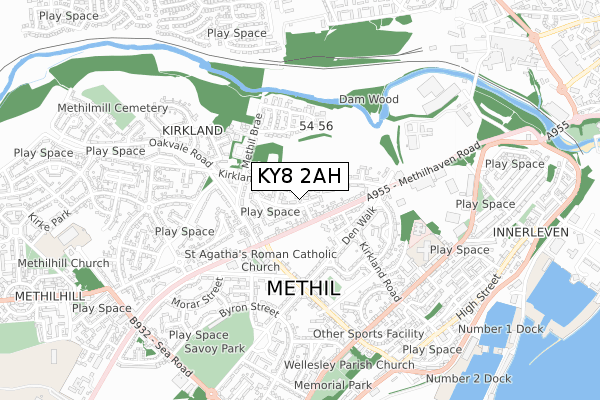 KY8 2AH map - small scale - OS Open Zoomstack (Ordnance Survey)