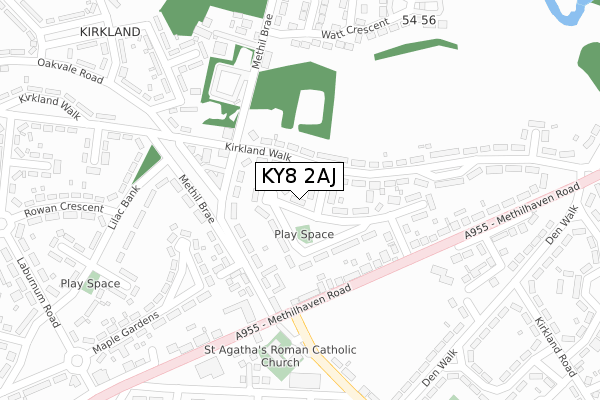 KY8 2AJ map - large scale - OS Open Zoomstack (Ordnance Survey)