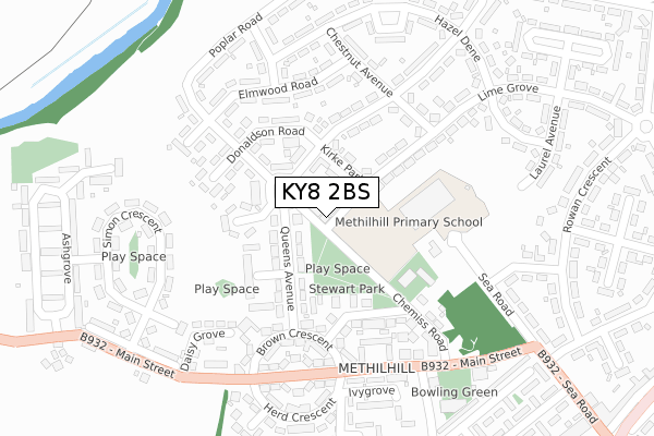 KY8 2BS map - large scale - OS Open Zoomstack (Ordnance Survey)