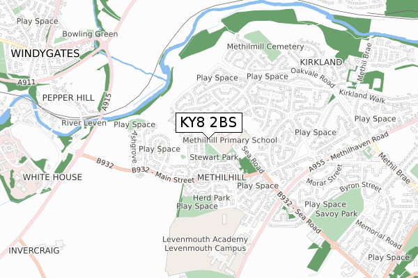 KY8 2BS map - small scale - OS Open Zoomstack (Ordnance Survey)