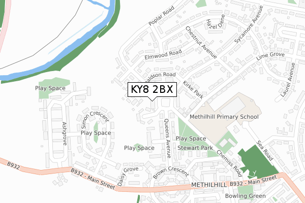 KY8 2BX map - large scale - OS Open Zoomstack (Ordnance Survey)