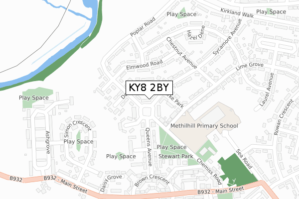 KY8 2BY map - large scale - OS Open Zoomstack (Ordnance Survey)