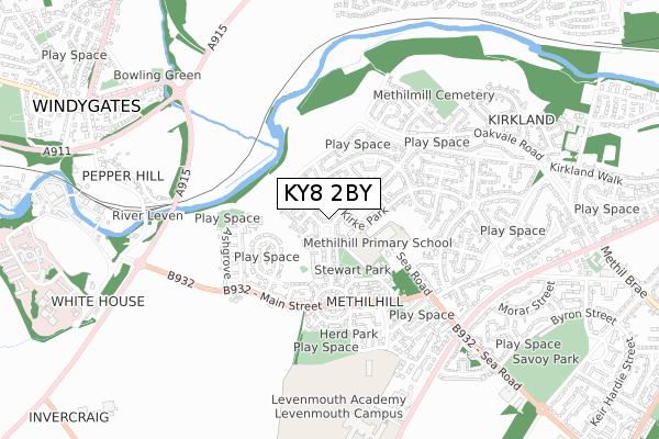 KY8 2BY map - small scale - OS Open Zoomstack (Ordnance Survey)