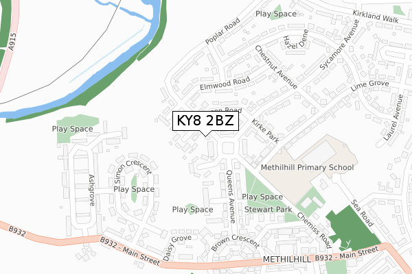 KY8 2BZ map - large scale - OS Open Zoomstack (Ordnance Survey)