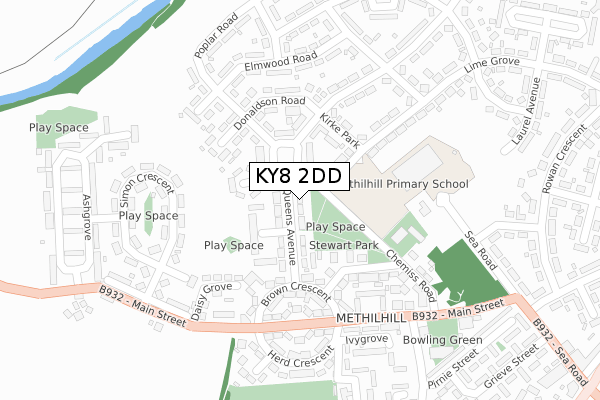 KY8 2DD map - large scale - OS Open Zoomstack (Ordnance Survey)