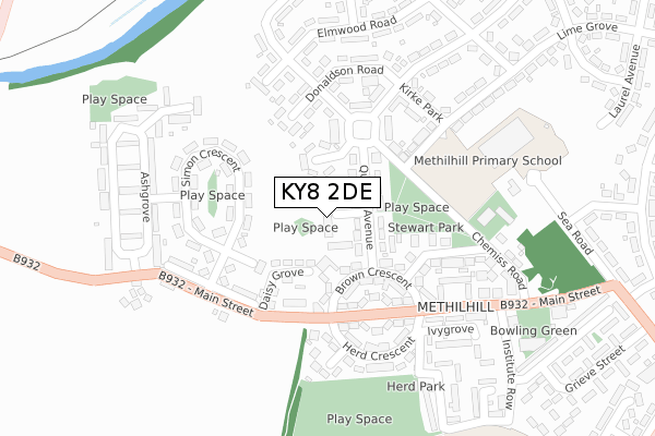 KY8 2DE map - large scale - OS Open Zoomstack (Ordnance Survey)