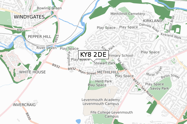 KY8 2DE map - small scale - OS Open Zoomstack (Ordnance Survey)