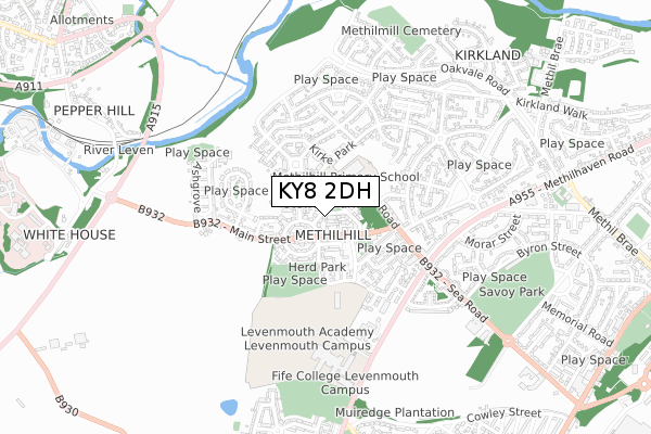 KY8 2DH map - small scale - OS Open Zoomstack (Ordnance Survey)