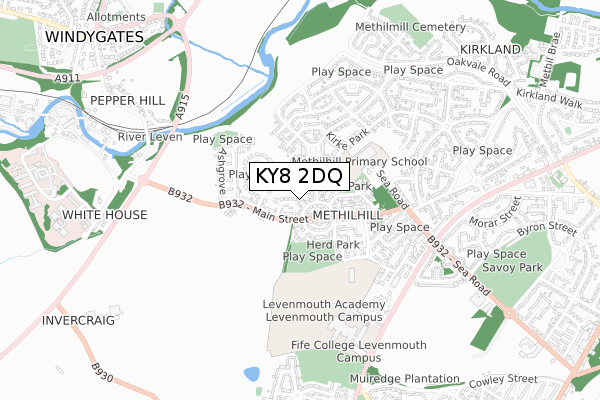 KY8 2DQ map - small scale - OS Open Zoomstack (Ordnance Survey)