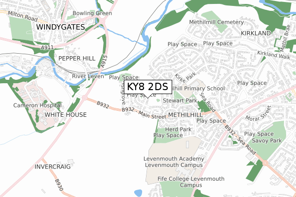 KY8 2DS map - small scale - OS Open Zoomstack (Ordnance Survey)