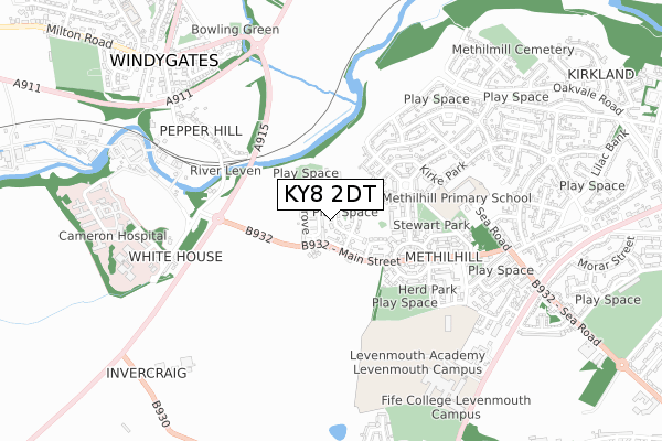 KY8 2DT map - small scale - OS Open Zoomstack (Ordnance Survey)