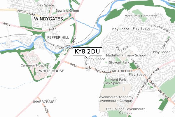 KY8 2DU map - small scale - OS Open Zoomstack (Ordnance Survey)