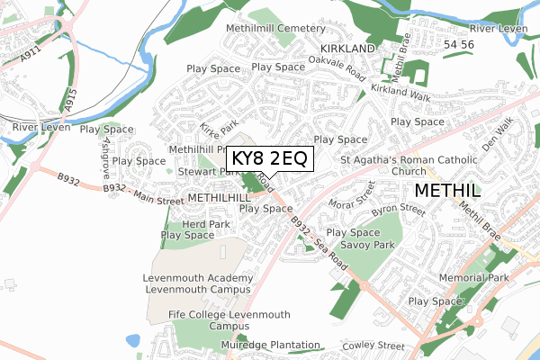 KY8 2EQ map - small scale - OS Open Zoomstack (Ordnance Survey)