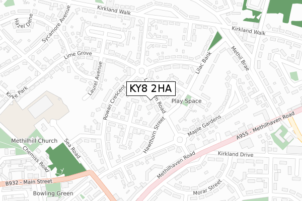 KY8 2HA map - large scale - OS Open Zoomstack (Ordnance Survey)