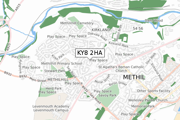 KY8 2HA map - small scale - OS Open Zoomstack (Ordnance Survey)