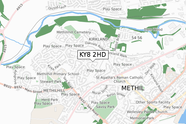 KY8 2HD map - small scale - OS Open Zoomstack (Ordnance Survey)