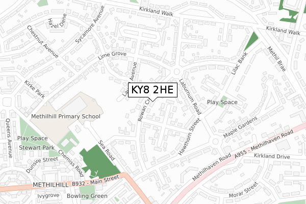 KY8 2HE map - large scale - OS Open Zoomstack (Ordnance Survey)