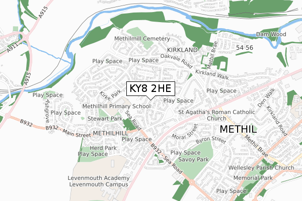 KY8 2HE map - small scale - OS Open Zoomstack (Ordnance Survey)