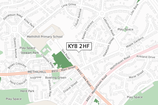 KY8 2HF map - large scale - OS Open Zoomstack (Ordnance Survey)